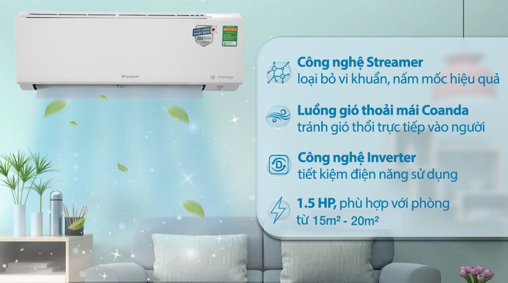 Máy lạnh Daikin Inverter 1.5 HP ATKF35XVMV